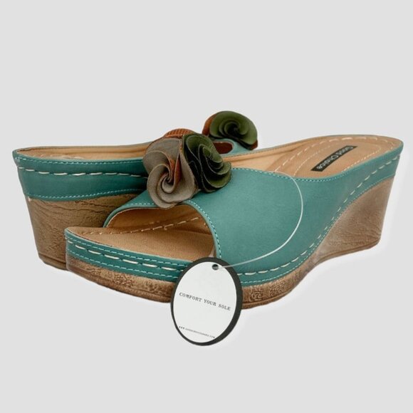 GOOD CHOICE SYDNEY Slip-On Wedge Women's Sandals Blue Size 6.5 - Picture 7 of 8